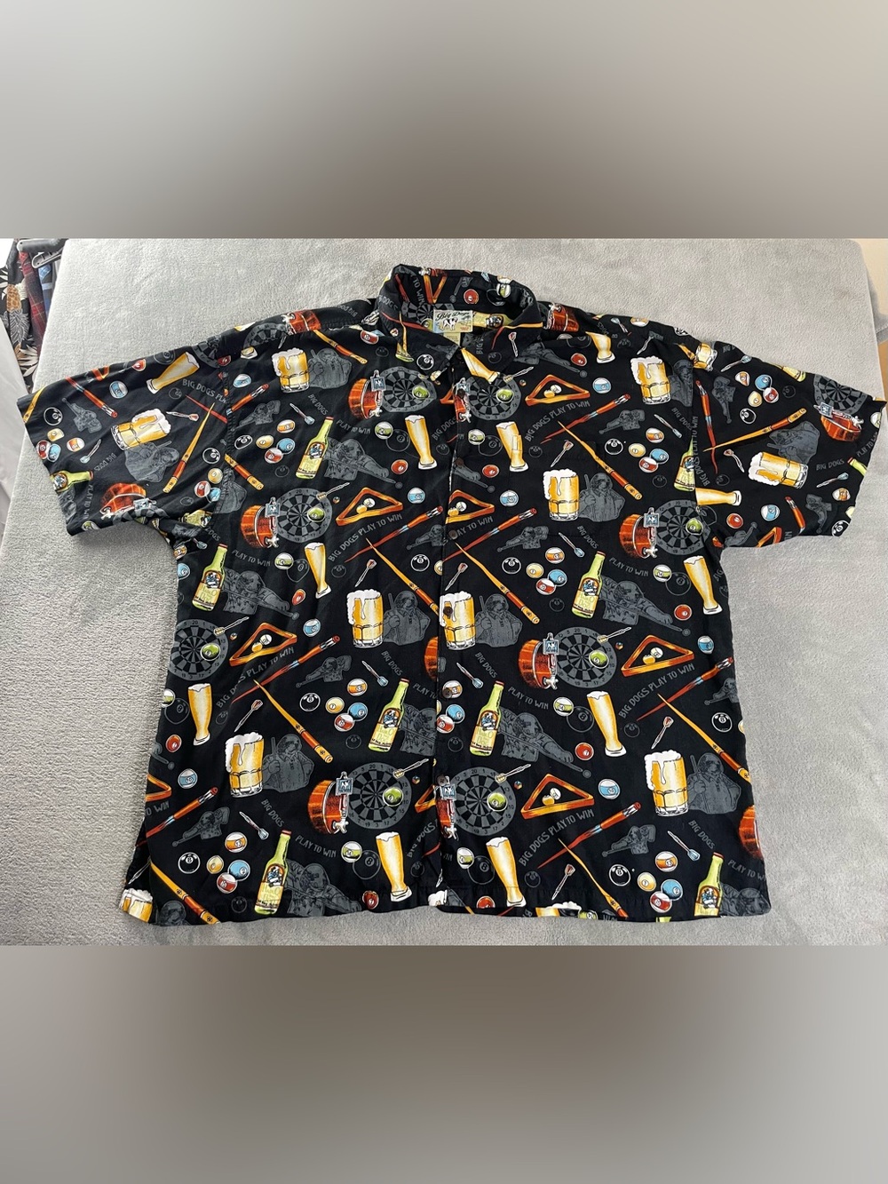 Big Dogs Mens 4X Hawaiian Button Up Short Sleeve 100% Rayon Drinks Pool Shirt